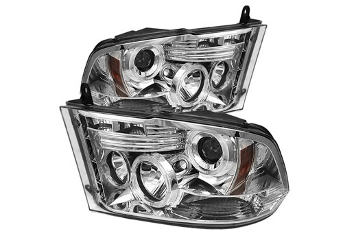 Chrome LED Halo Headlights w/Daytime Lights 09-18 DODGE RAM